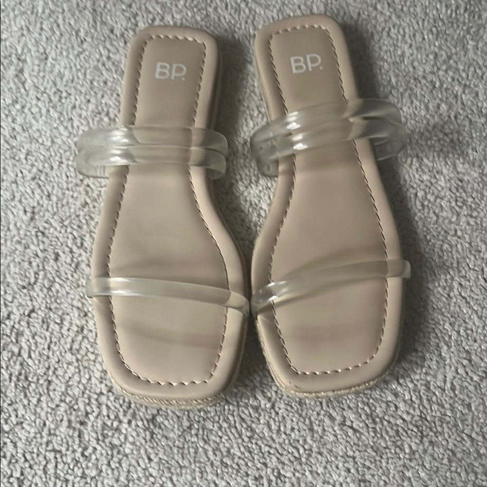 bp Women's Clear Strap Sandals - Cream
